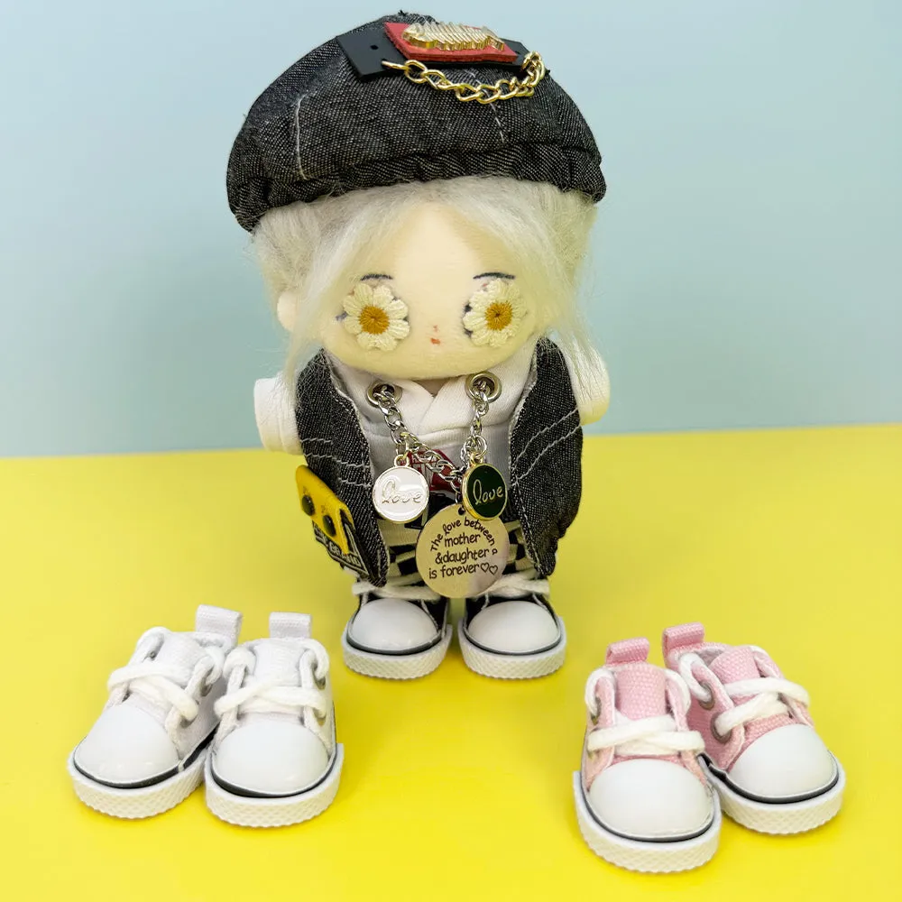 niannyyhouse 10cm Plush Doll 1/8BJD Canvas Shoes Length 3.8cm Stuffed Toy Dressup Gift