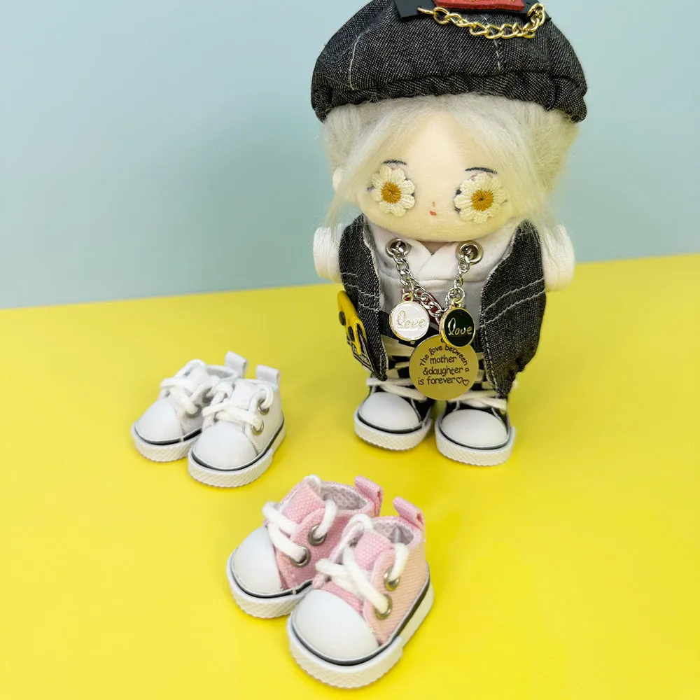 niannyyhouse 10cm Plush Doll 1/8BJD Canvas Shoes Length 3.8cm Stuffed Toy Dressup Gift