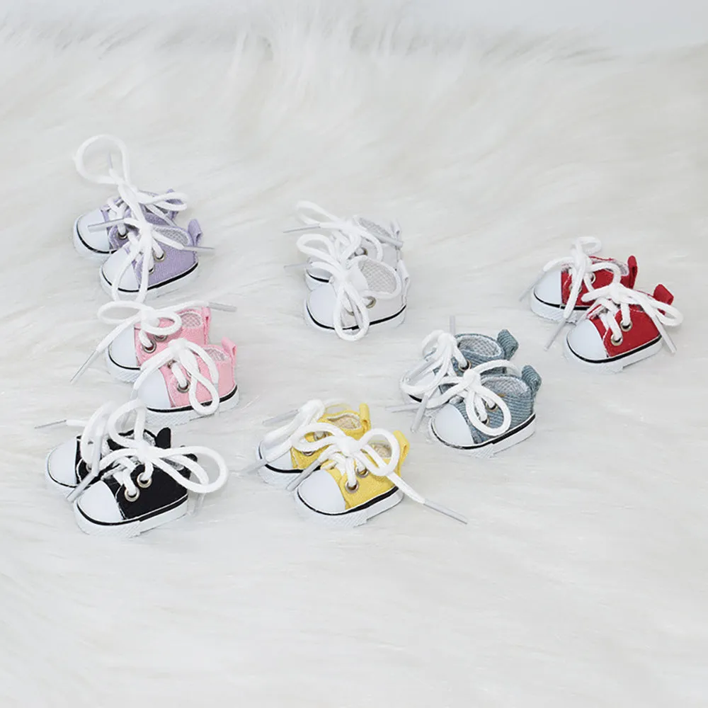 niannyyhouse 10cm Plush Doll 1/8BJD Canvas Shoes Length 3.8cm Stuffed Toy Dressup Gift