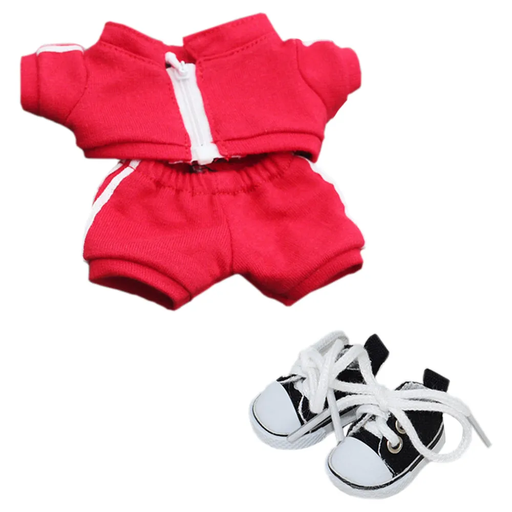 niannyyhouse 10cm Plush Doll Clothes Coat Pants Canvas Shoes Sportswear Outfit Soft Stuffed Toy Dressup