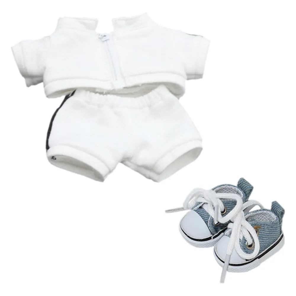 niannyyhouse 10cm Plush Doll Clothes Coat Pants Canvas Shoes Sportswear Outfit Soft Stuffed Toy Dressup