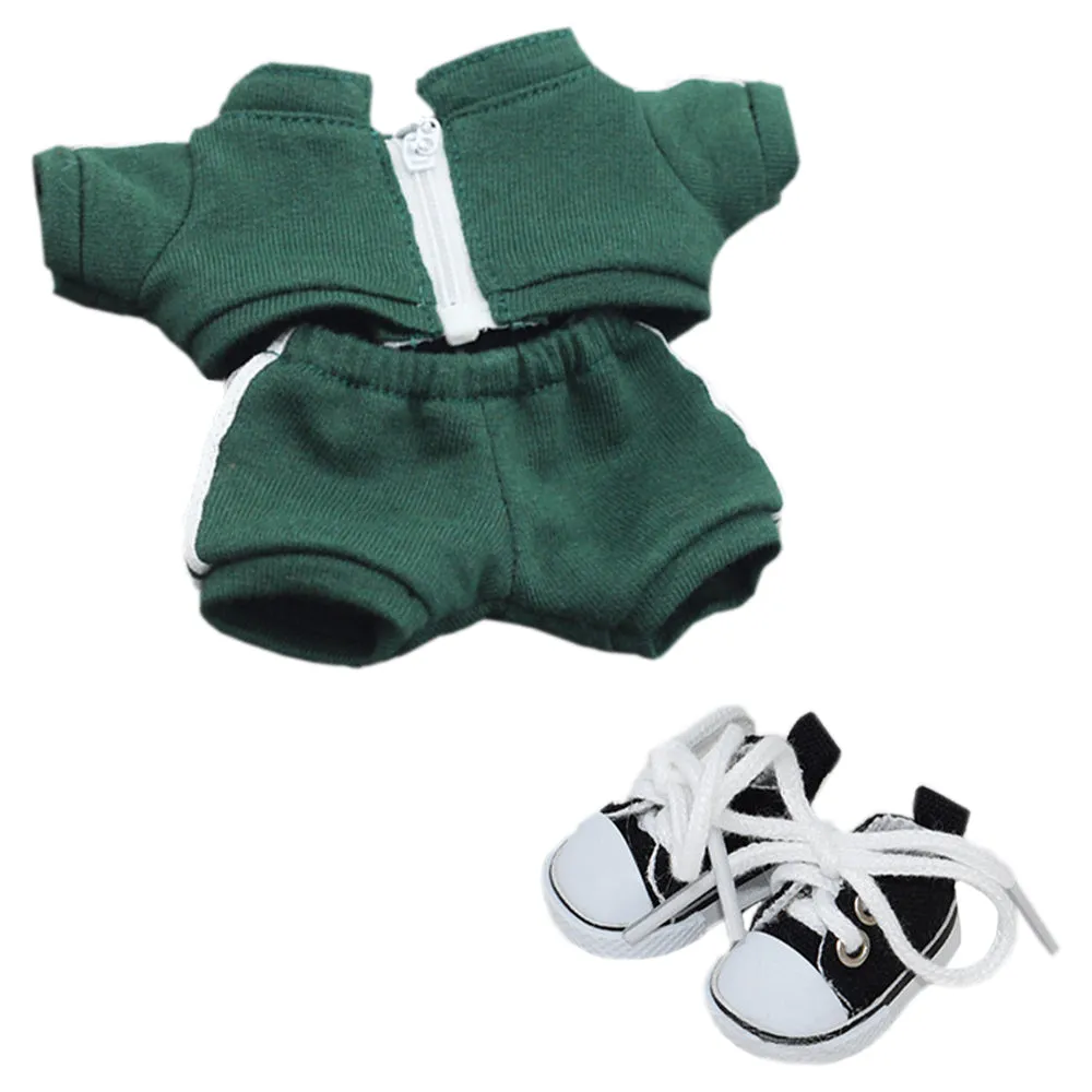 niannyyhouse 10cm Plush Doll Clothes Coat Pants Canvas Shoes Sportswear Outfit Soft Stuffed Toy Dressup