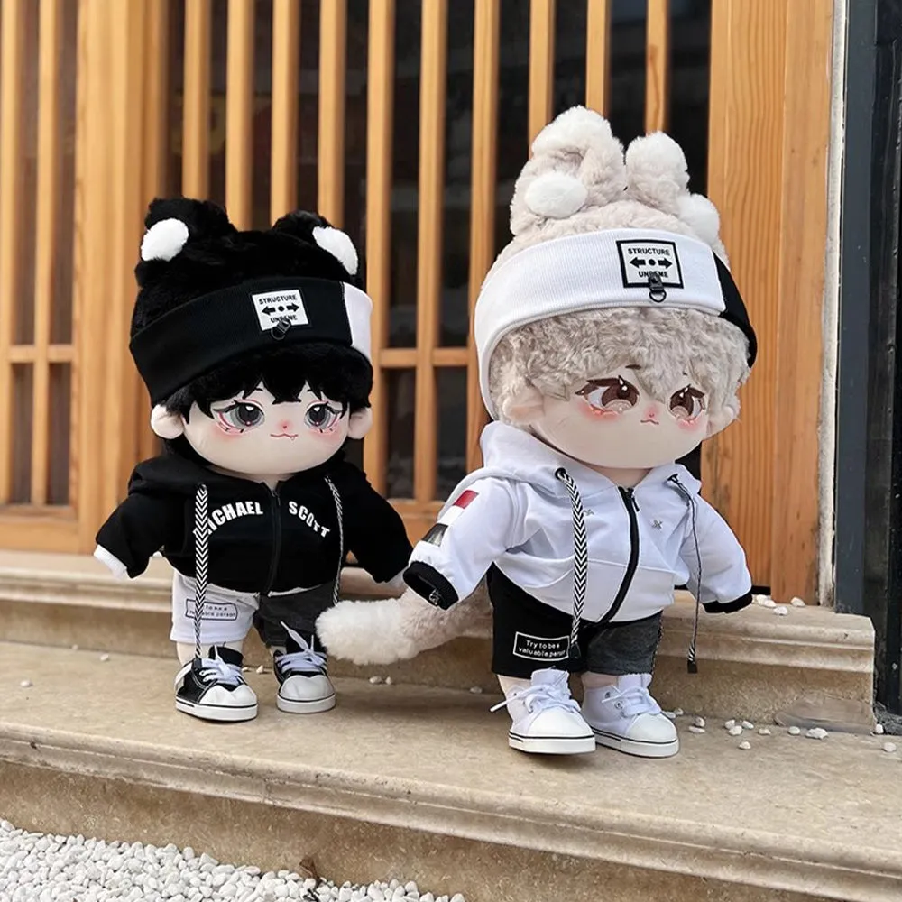 niannyyhouse 40cm Plush Doll Clothes Loose Headwear Hoodie Pants Canvas Shoes Doll Accessories Dress Up