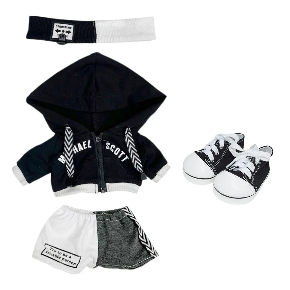 niannyyhouse 40cm Plush Doll Clothes Loose Headwear Hoodie Pants Canvas Shoes Doll Accessories Dress Up