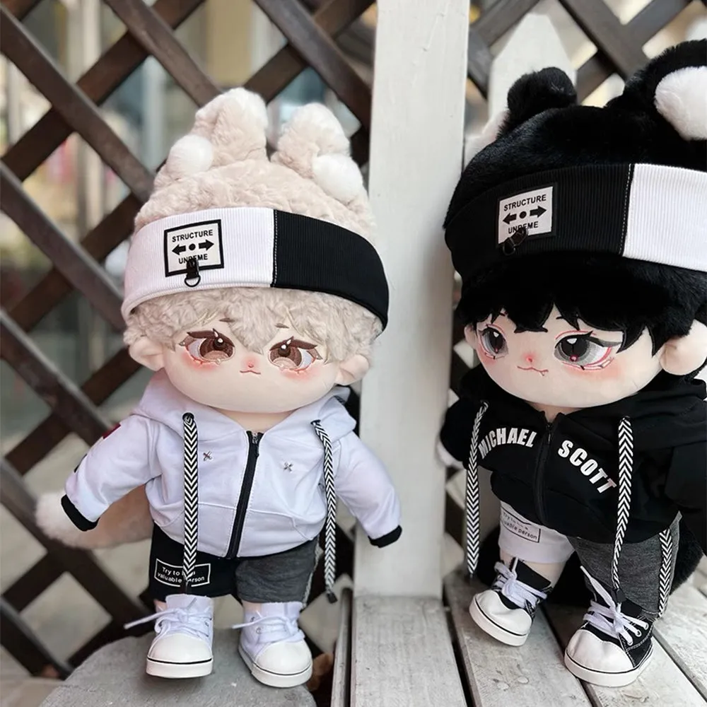 niannyyhouse 40cm Plush Doll Clothes Loose Headwear Hoodie Pants Canvas Shoes Doll Accessories Dress Up