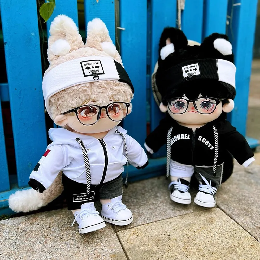 niannyyhouse 40cm Plush Doll Clothes Loose Headwear Hoodie Pants Canvas Shoes Doll Accessories Dress Up