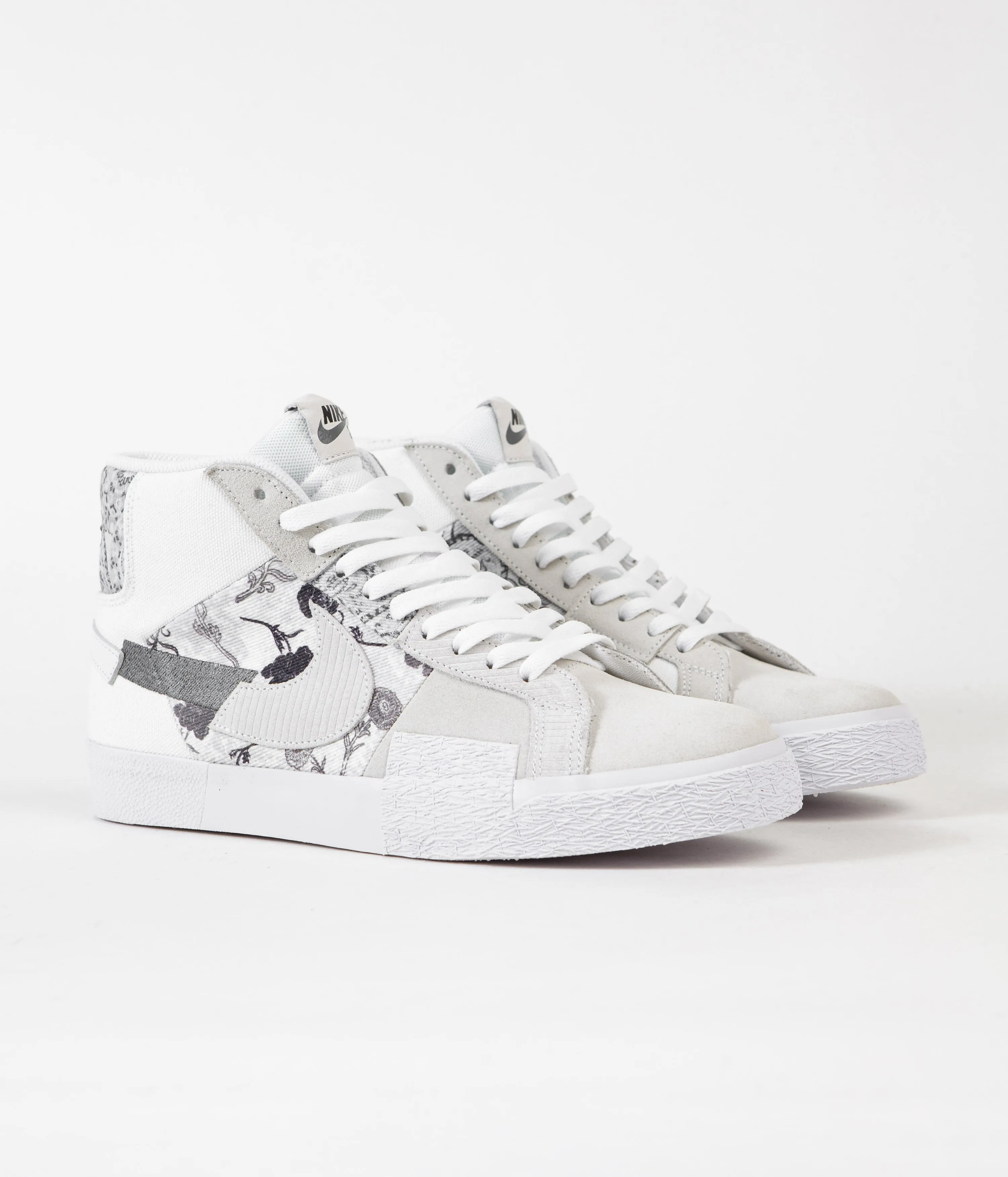 Nike SB Blazer Mid Premium Shoes - White / Smoke Grey - White - Pure Platinum