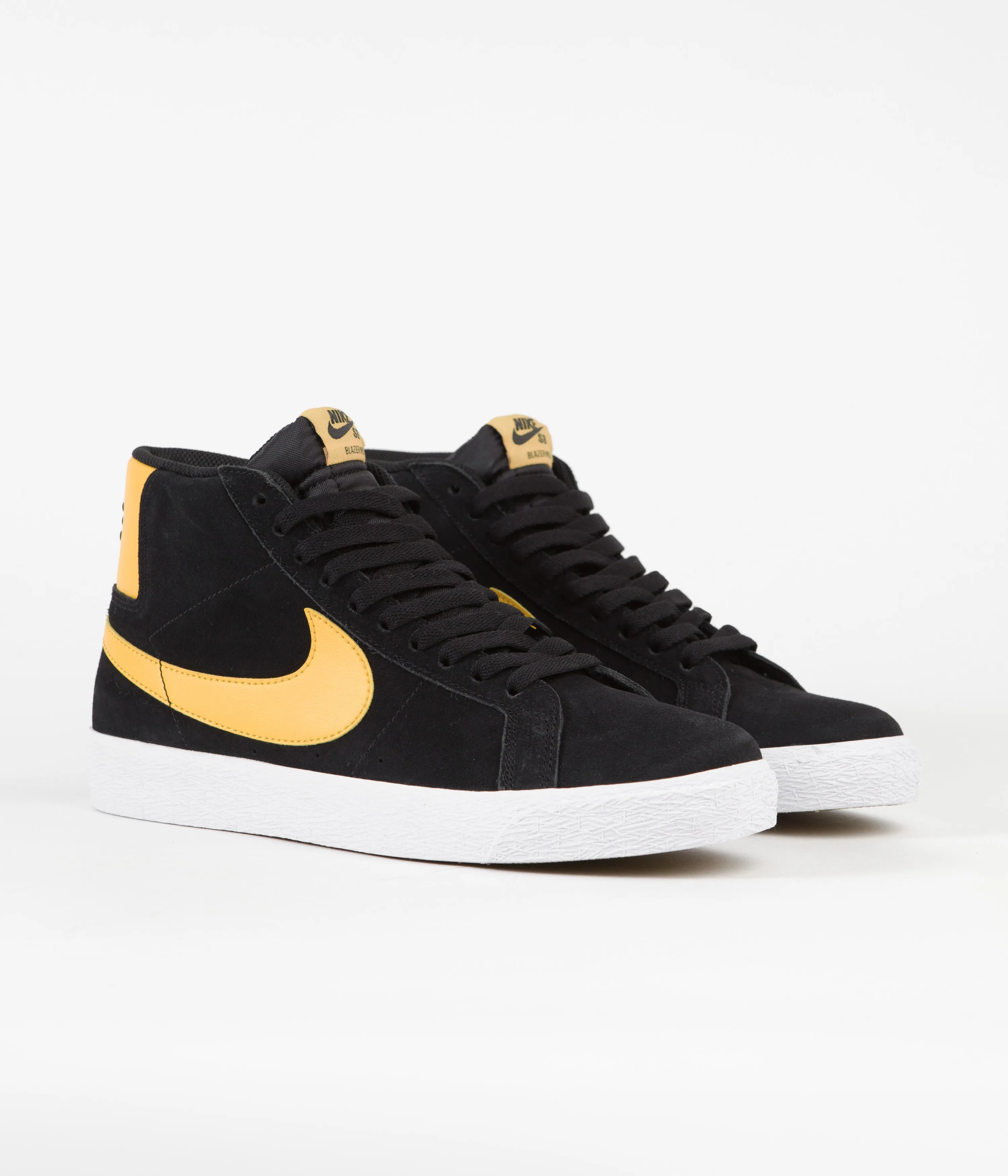 Nike SB Blazer Mid Shoes - Black / University Gold - Black - White