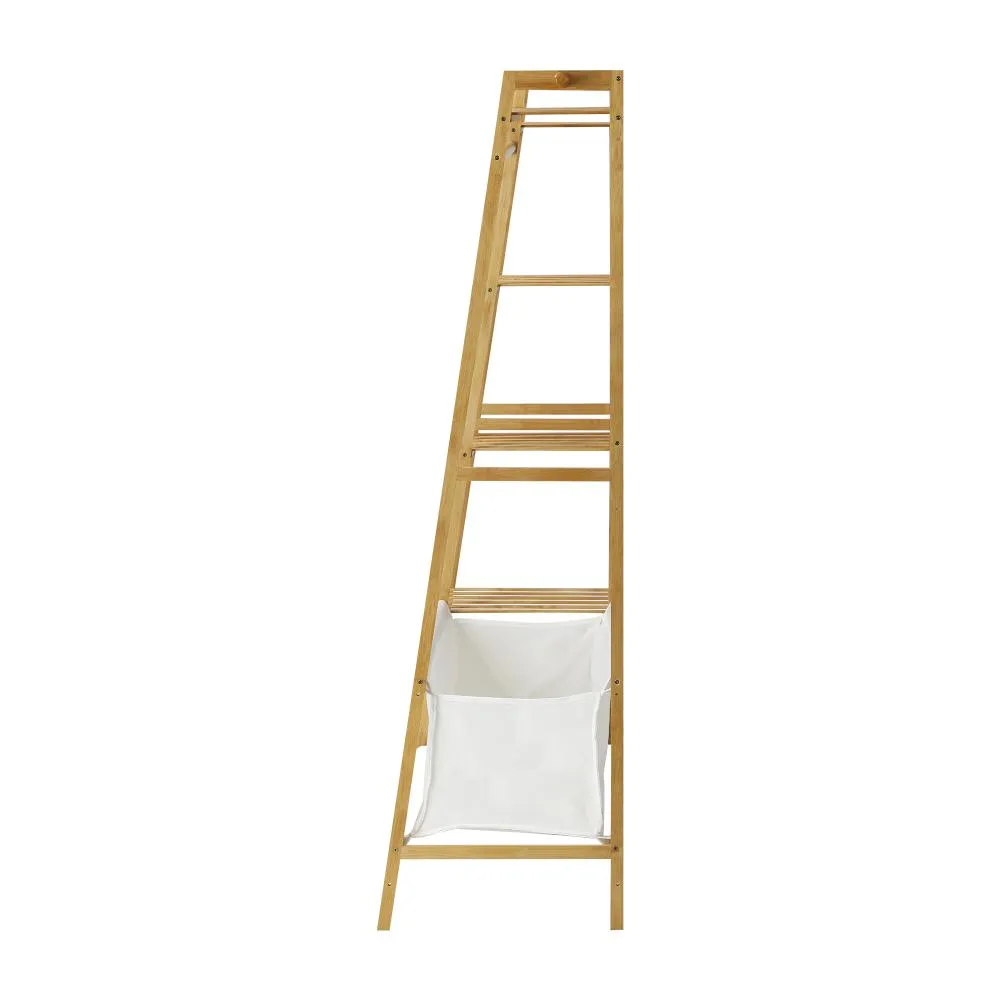 Oikiture Open Wardrobe Organiset with Hanging Rail and Laundry Bag Wardrobe Clothes Rack