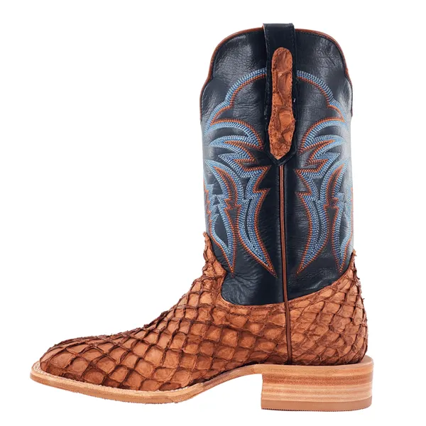 R. Watson Men's Matte Cognac Pirarucu Exotic Western Boots RW7802-2
