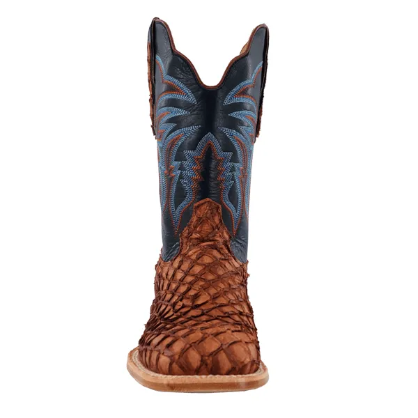 R. Watson Men's Matte Cognac Pirarucu Exotic Western Boots RW7802-2
