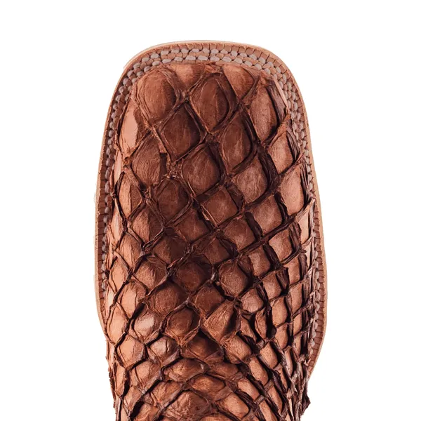 R. Watson Men's Matte Cognac Pirarucu Exotic Western Boots RW7802-2