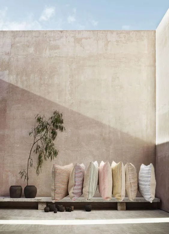 Raffia Pillows and Cushions "Ipanema" in Orange & Green Colors
