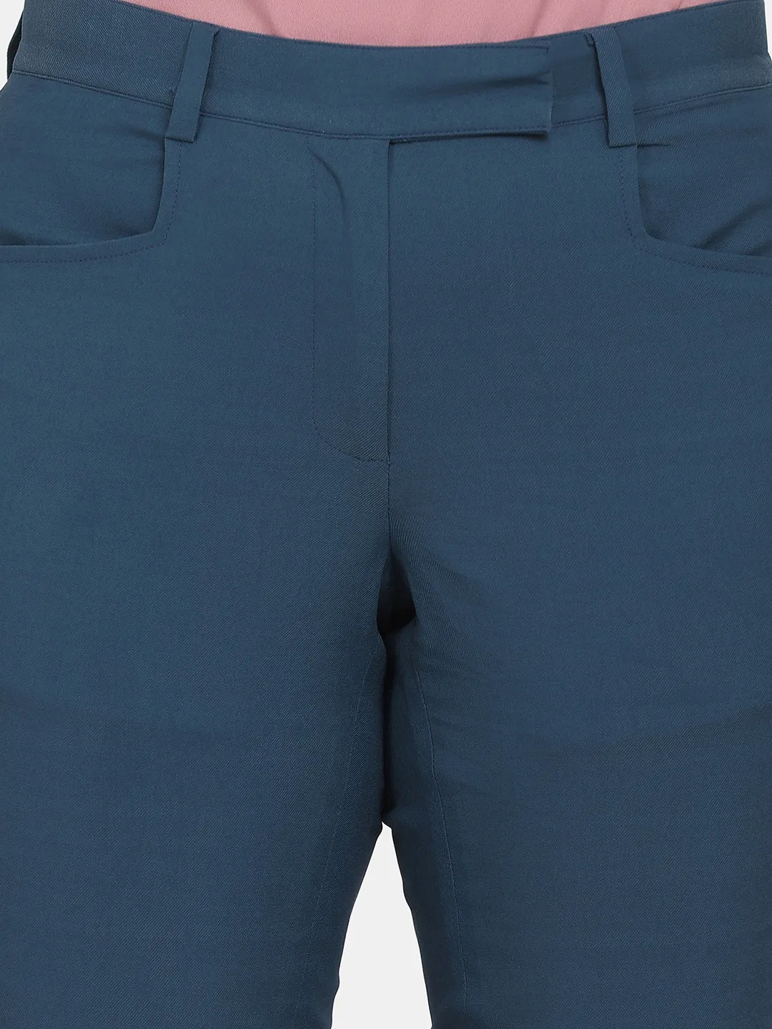Toko Twill Formal Trousers for Women- Teal Blue