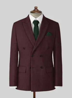 Wine Herringbone Tweed Jacket