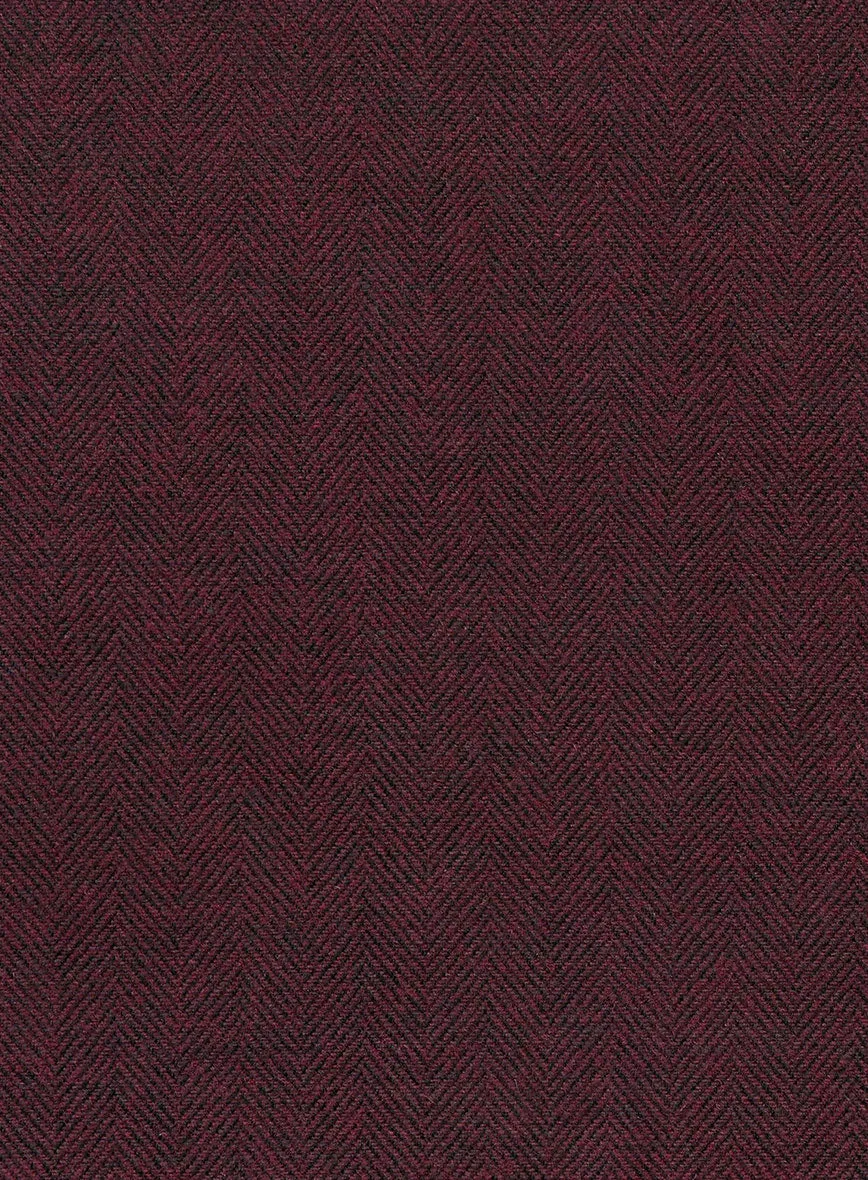Wine Herringbone Tweed Suit