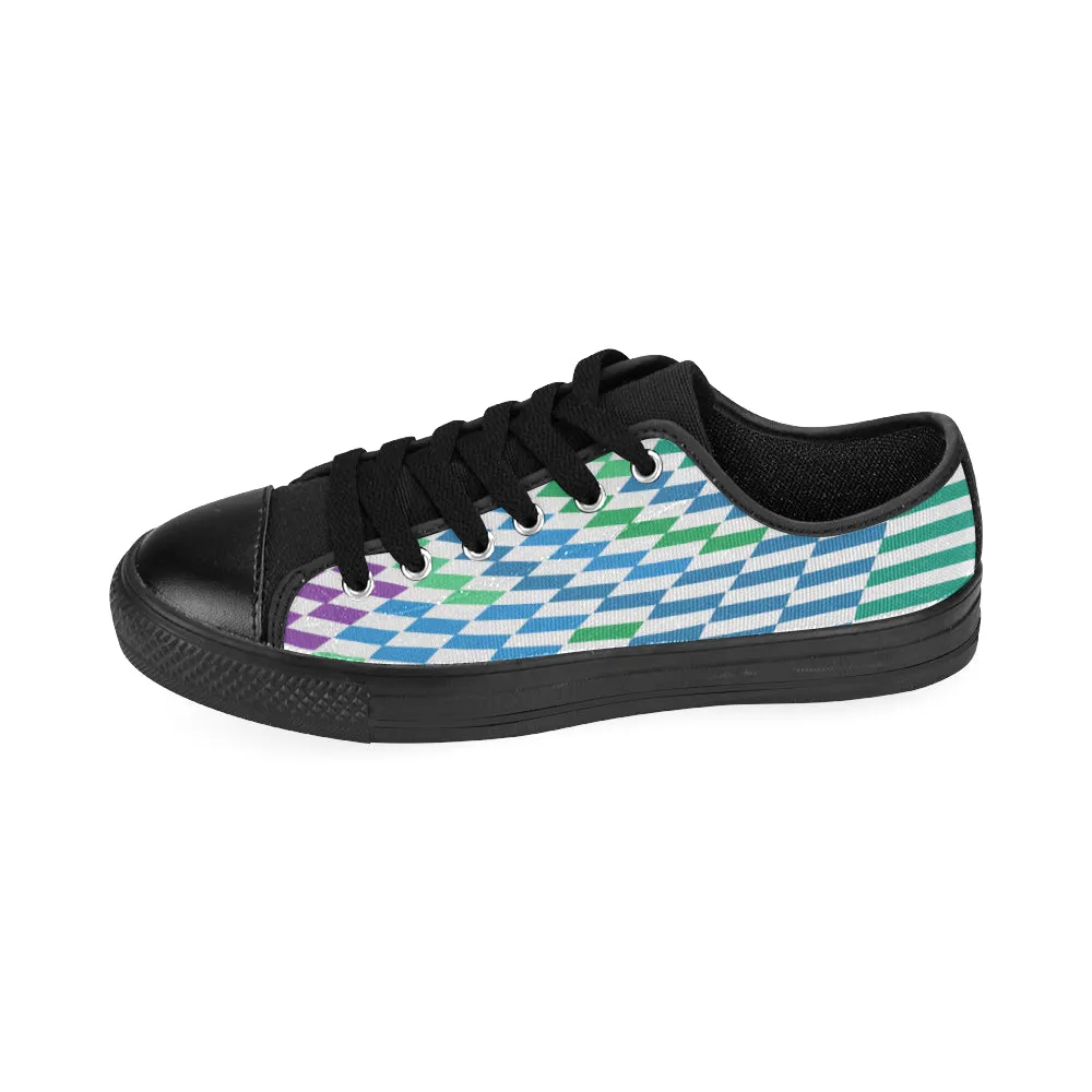 Women's Checkers Print Canvas Low Top Shoes