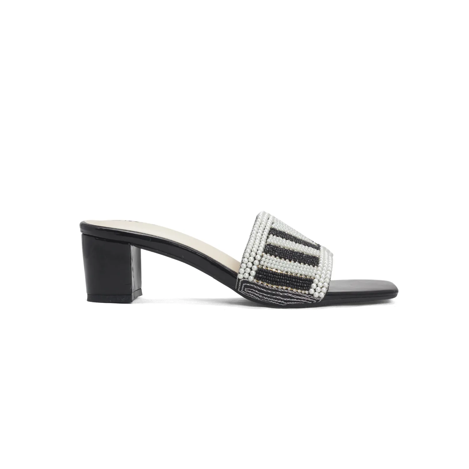 Women's Colorful Beaded Mules with Block Heel" - Nawabi Shoes BD