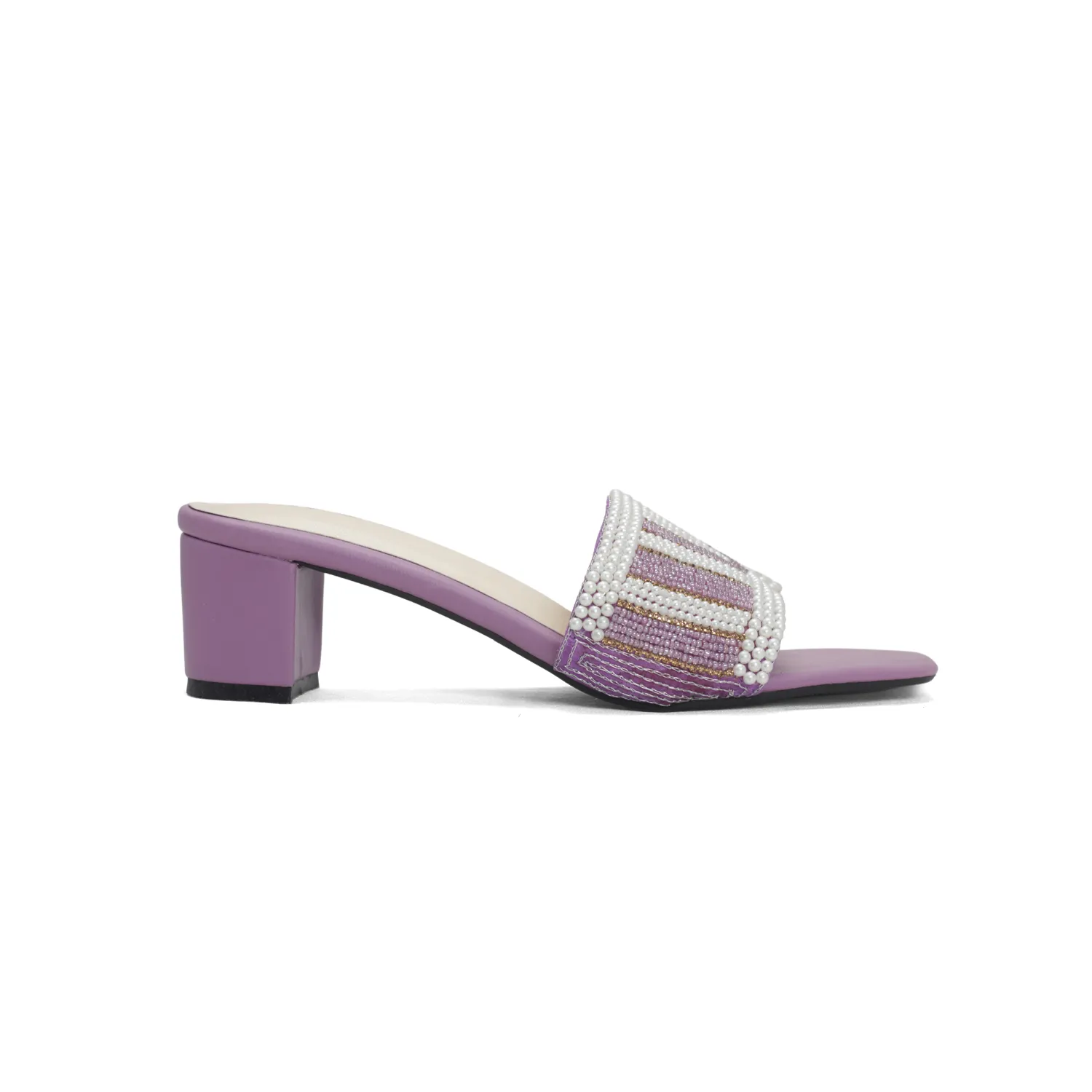 Women's Colorful Beaded Mules with Block Heel" - Nawabi Shoes BD