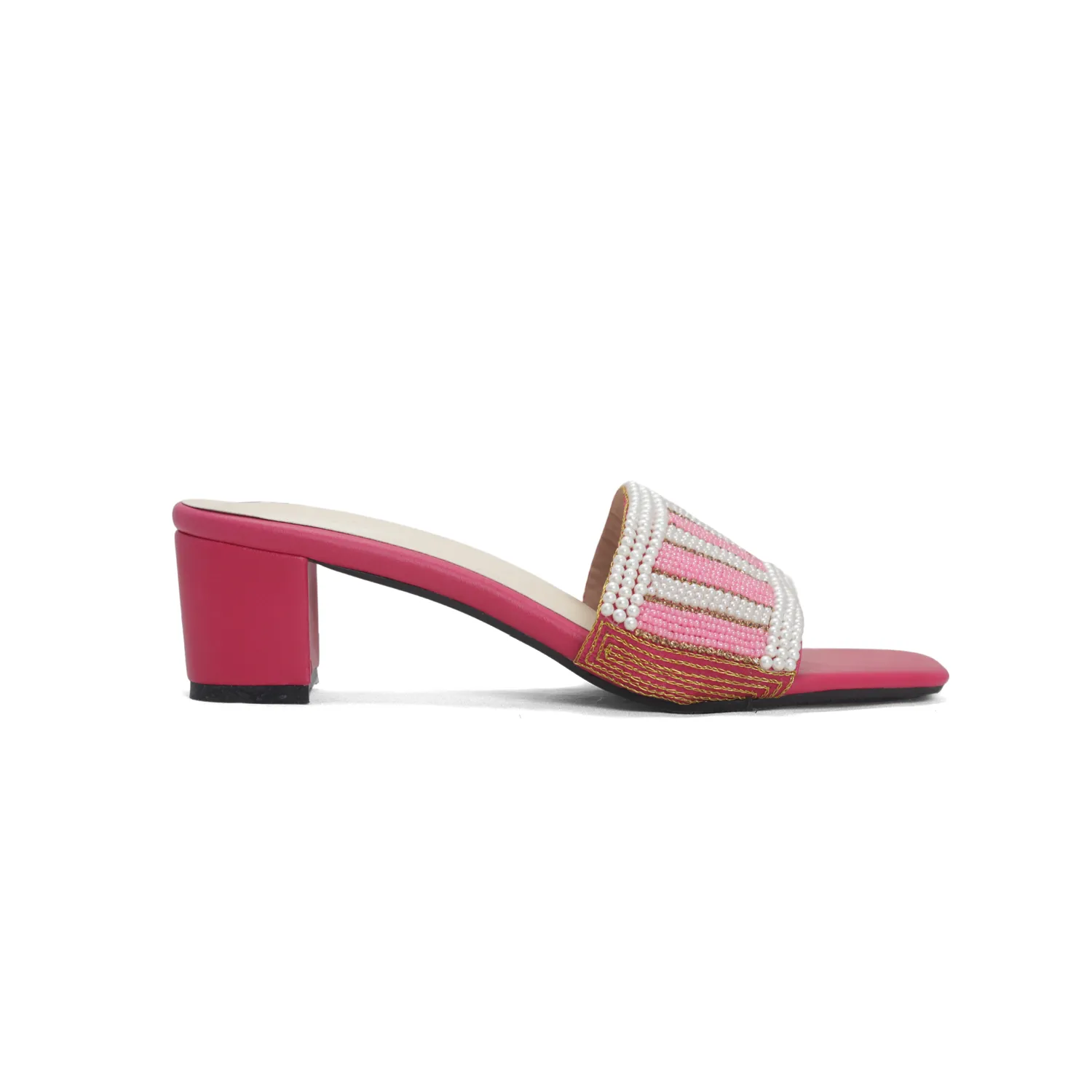 Women's Colorful Beaded Mules with Block Heel" - Nawabi Shoes BD