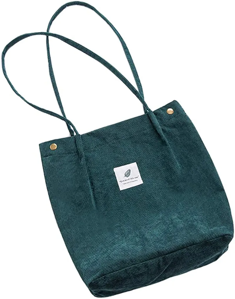 Womens Corduroy Shoulder Tote Bag