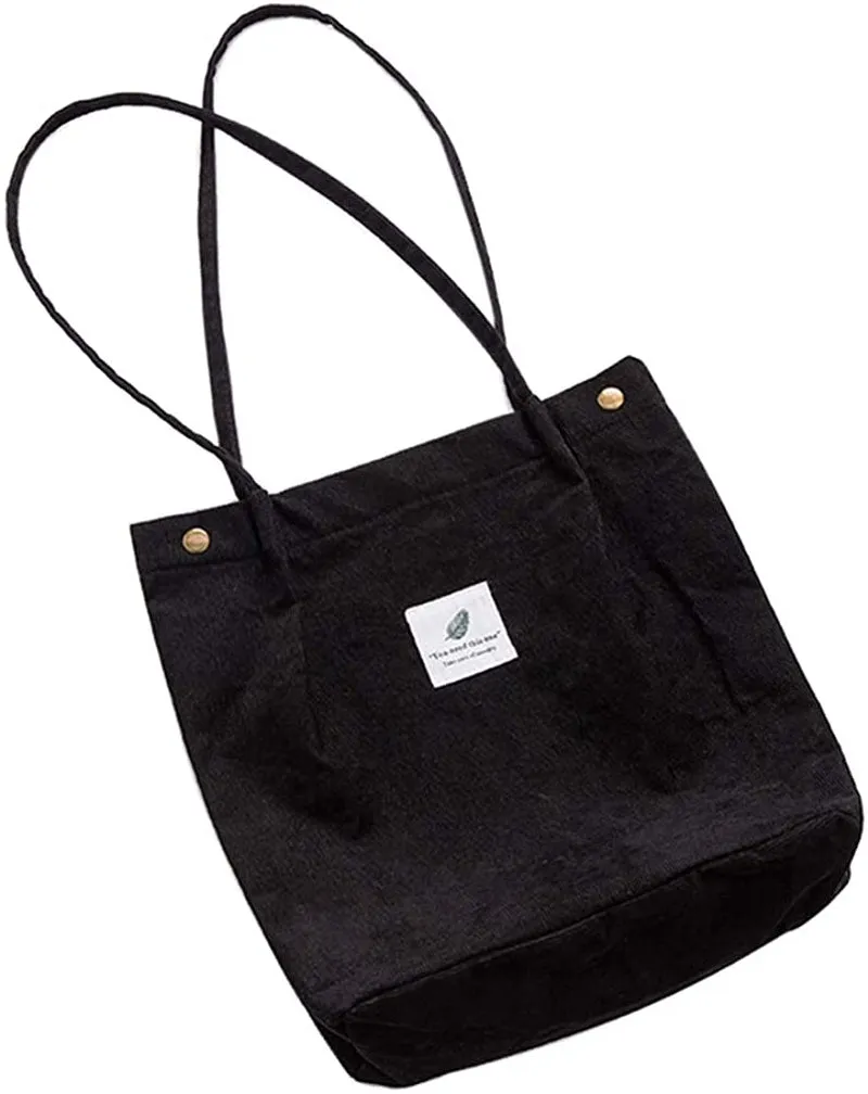 Womens Corduroy Shoulder Tote Bag