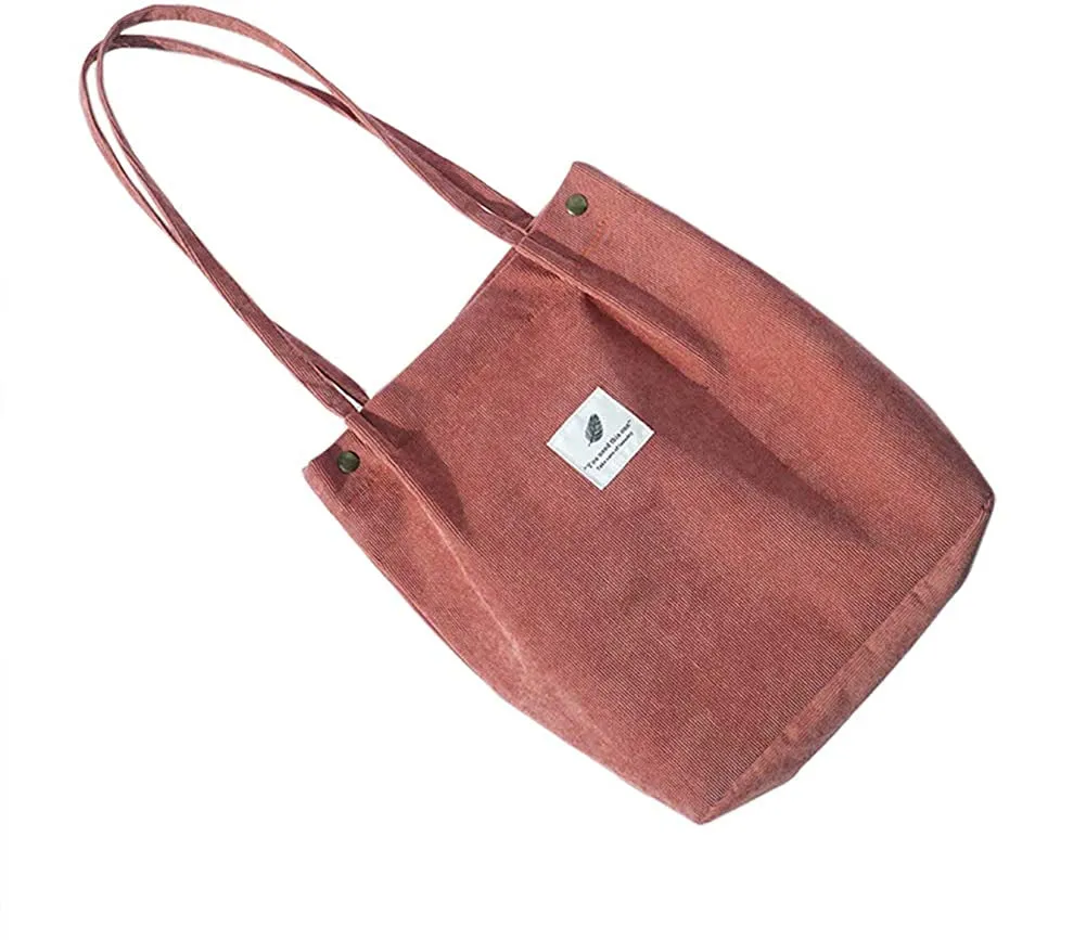 Womens Corduroy Shoulder Tote Bag