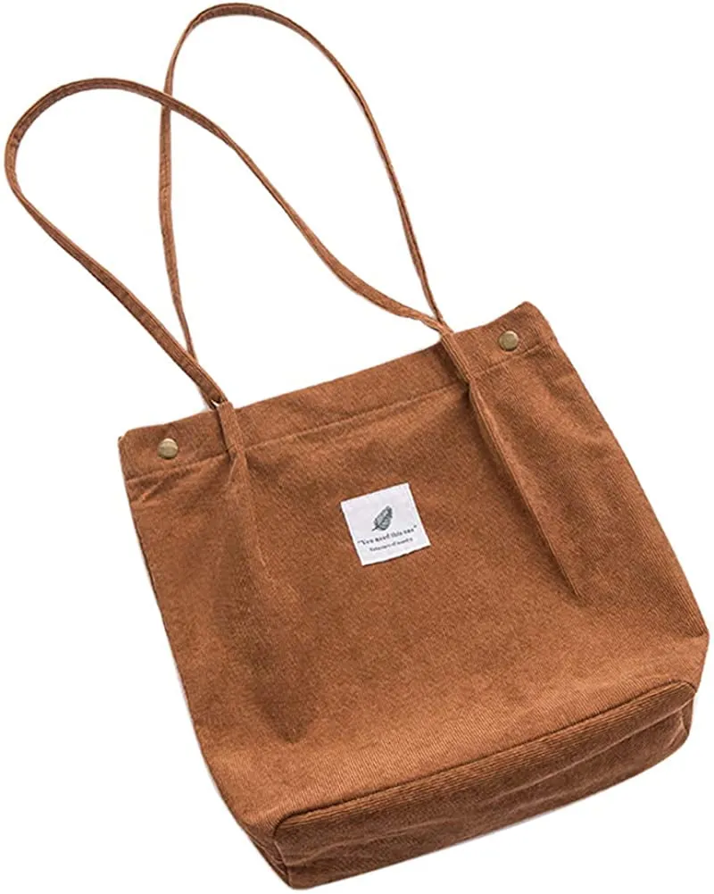 Womens Corduroy Shoulder Tote Bag