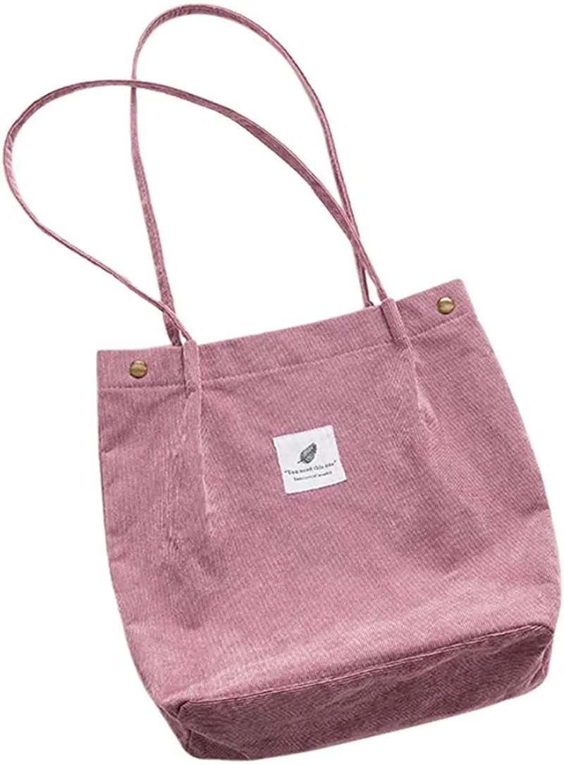 Womens Corduroy Shoulder Tote Bag