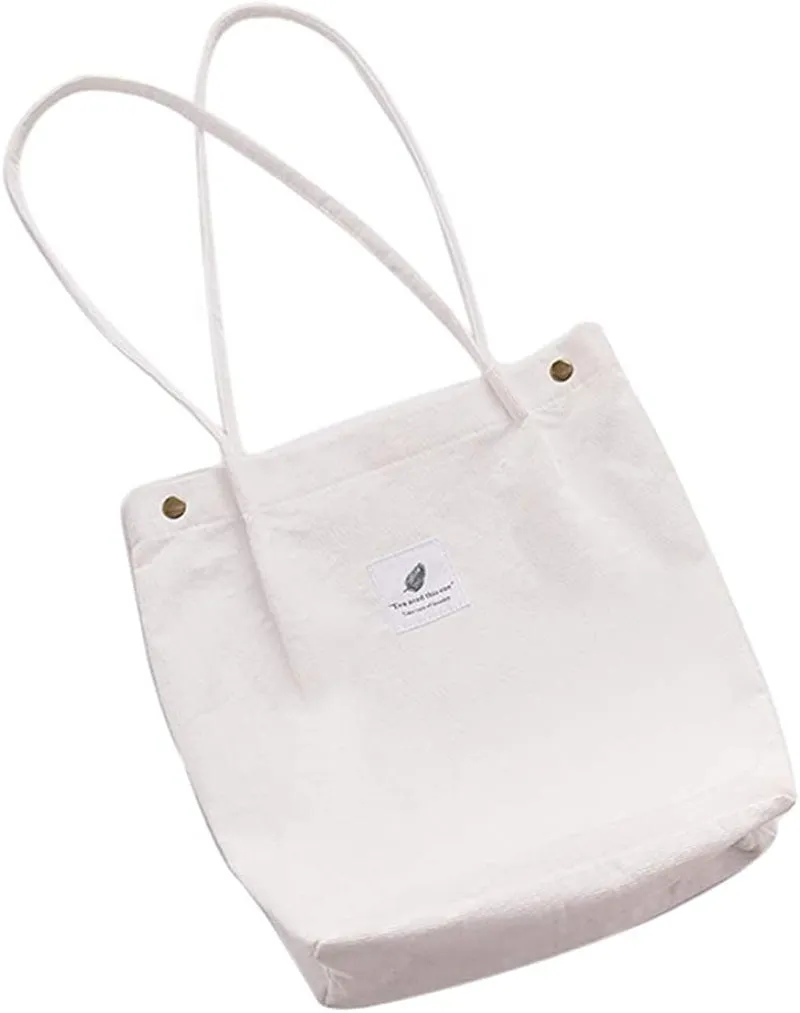 Womens Corduroy Shoulder Tote Bag