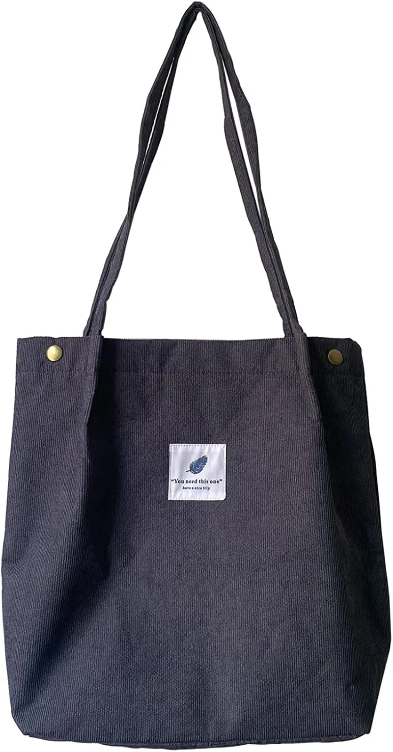 Womens Corduroy Shoulder Tote Bag