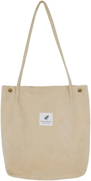 Womens Corduroy Shoulder Tote Bag