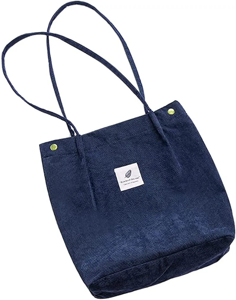 Womens Corduroy Shoulder Tote Bag