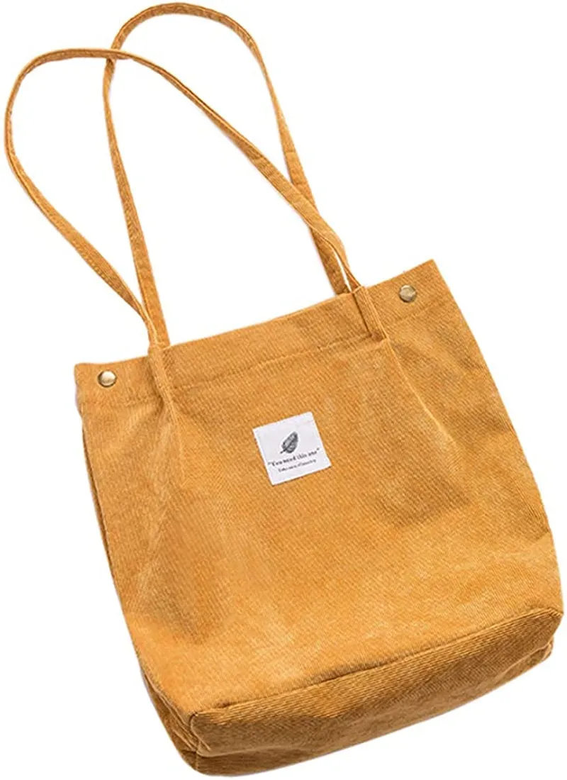 Womens Corduroy Shoulder Tote Bag