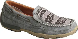 Women's Twisted X WDMS012 Slip-On Driving Moccasin Grey/Multi Leather/Canvas