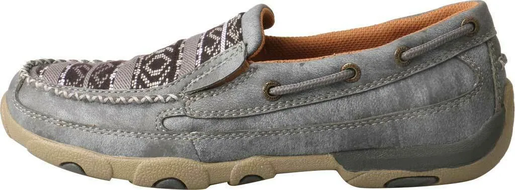 Women's Twisted X WDMS012 Slip-On Driving Moccasin Grey/Multi Leather/Canvas
