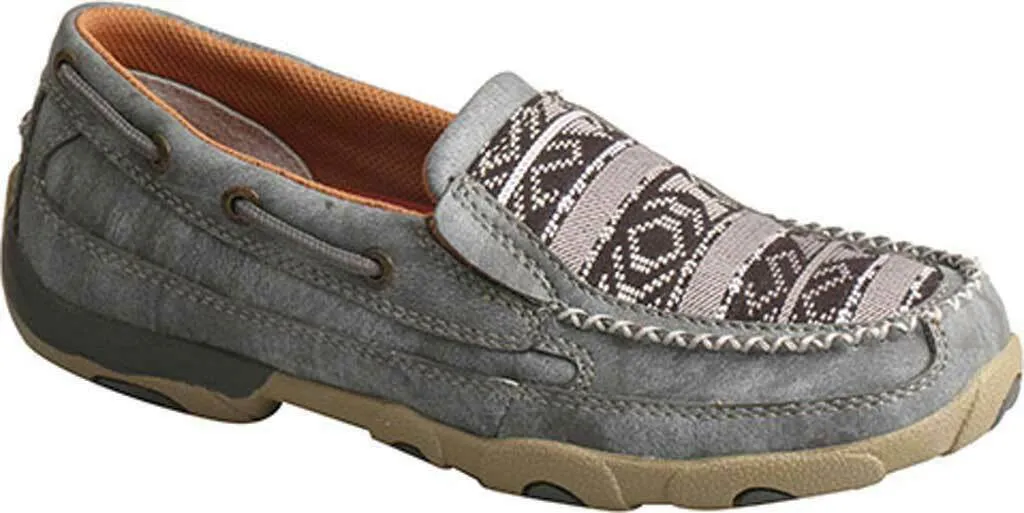 Women's Twisted X WDMS012 Slip-On Driving Moccasin Grey/Multi Leather/Canvas