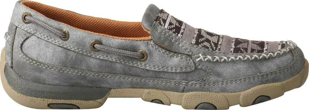 Women's Twisted X WDMS012 Slip-On Driving Moccasin Grey/Multi Leather/Canvas