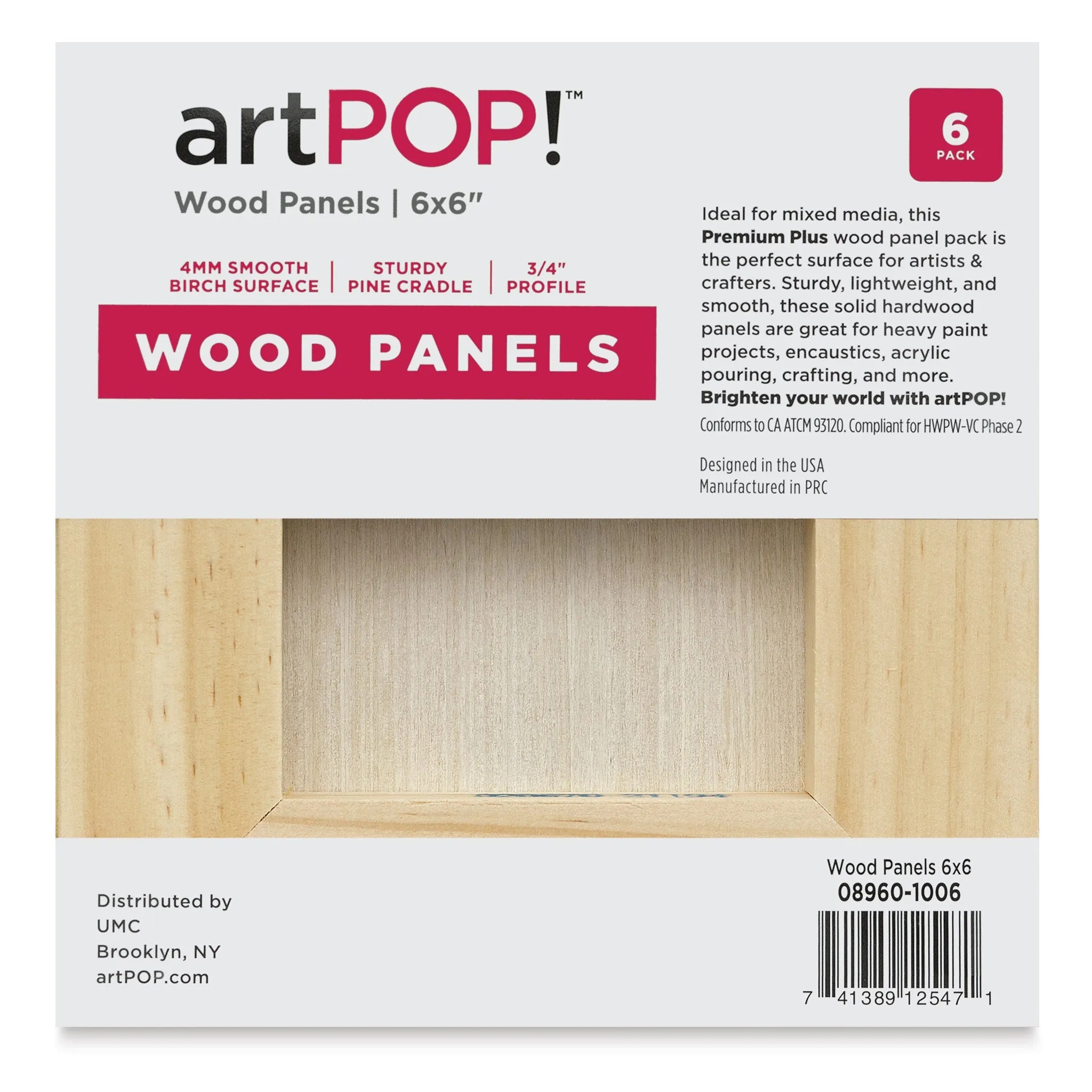 Wood Panel Pack - 6" x 6", Pkg of 6
