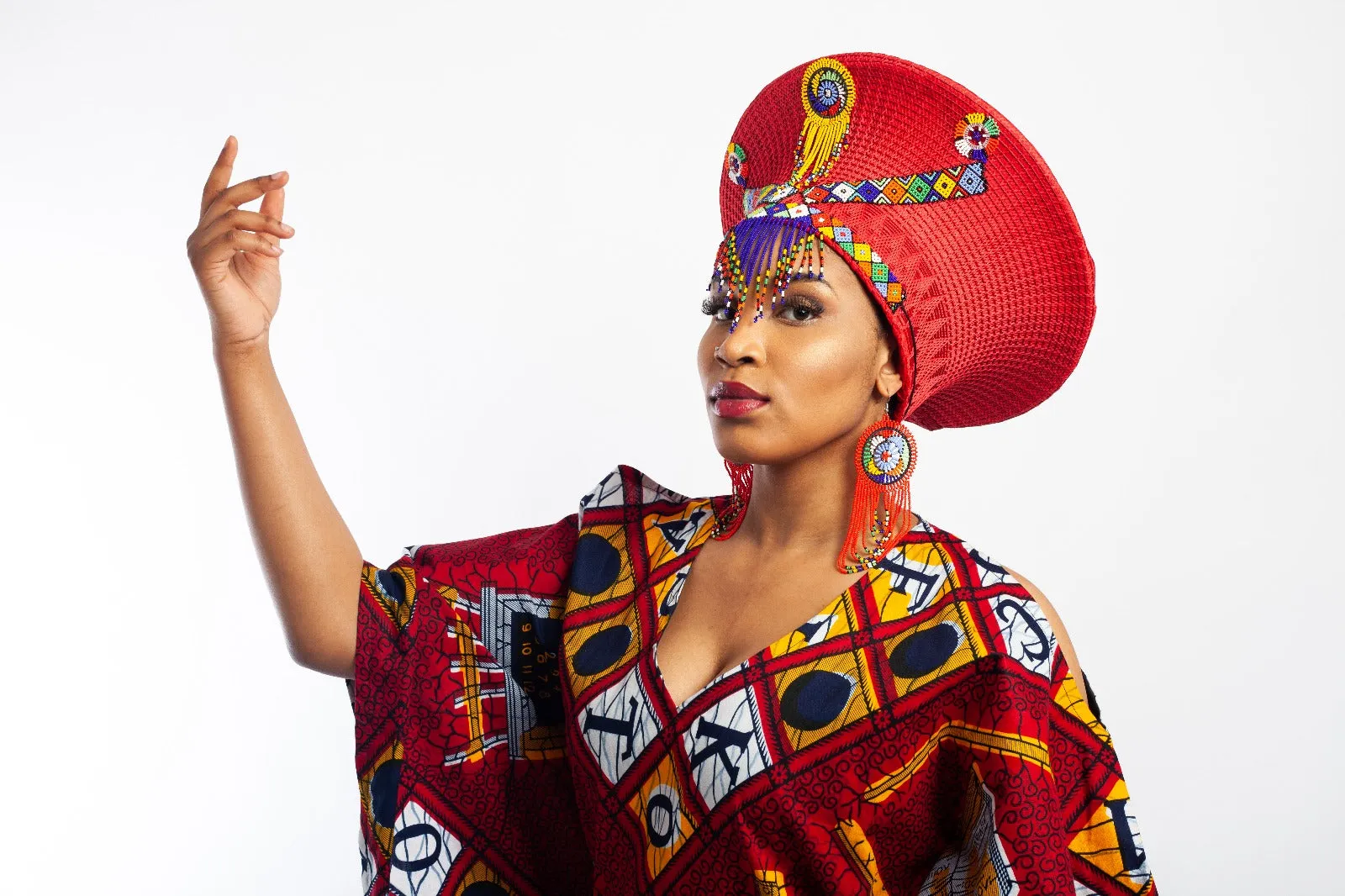 XL Bespoke Zulu Hat (Isicholo) - Embellished with beads (SALE).