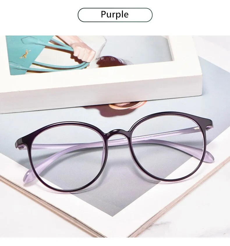 Yimaruili Women's Full Rim TR 90 Resin Round Frame Eyeglasses 8019