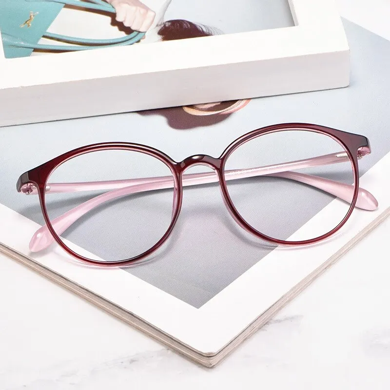 Yimaruili Women's Full Rim TR 90 Resin Round Frame Eyeglasses 8019