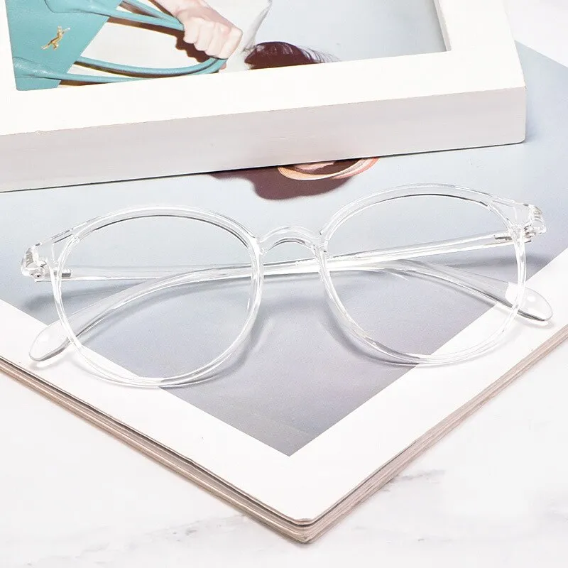 Yimaruili Women's Full Rim TR 90 Resin Round Frame Eyeglasses 8019