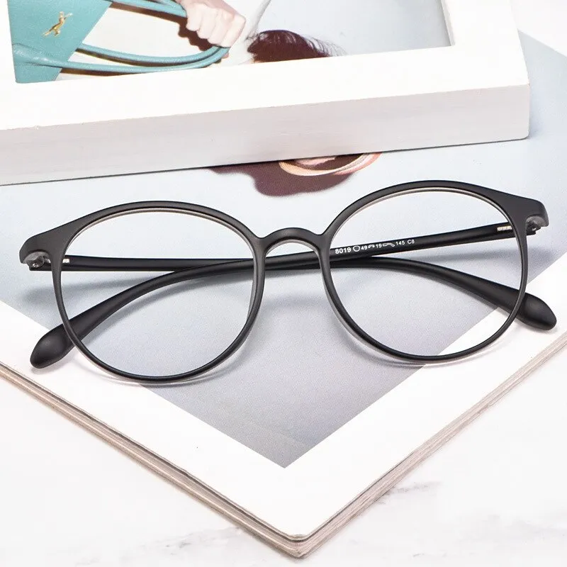 Yimaruili Women's Full Rim TR 90 Resin Round Frame Eyeglasses 8019