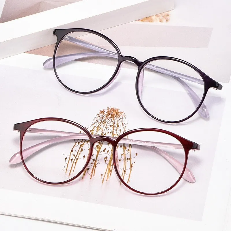 Yimaruili Women's Full Rim TR 90 Resin Round Frame Eyeglasses 8019