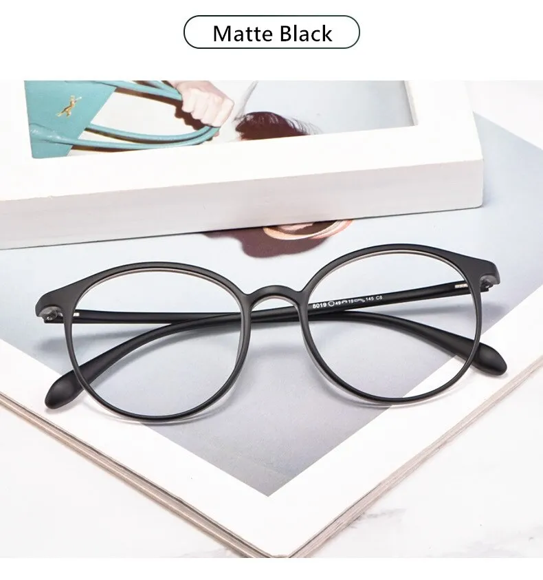 Yimaruili Women's Full Rim TR 90 Resin Round Frame Eyeglasses 8019