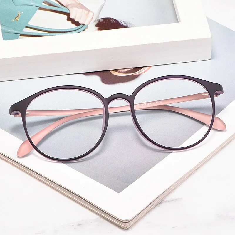 Yimaruili Women's Full Rim TR 90 Resin Round Frame Eyeglasses 8019