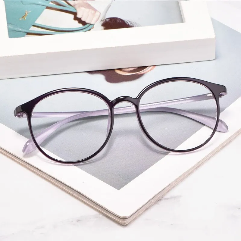 Yimaruili Women's Full Rim TR 90 Resin Round Frame Eyeglasses 8019
