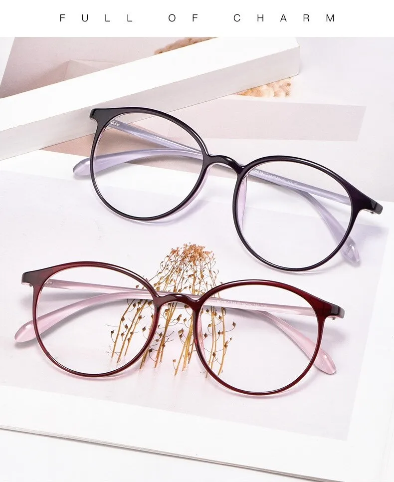 Yimaruili Women's Full Rim TR 90 Resin Round Frame Eyeglasses 8019
